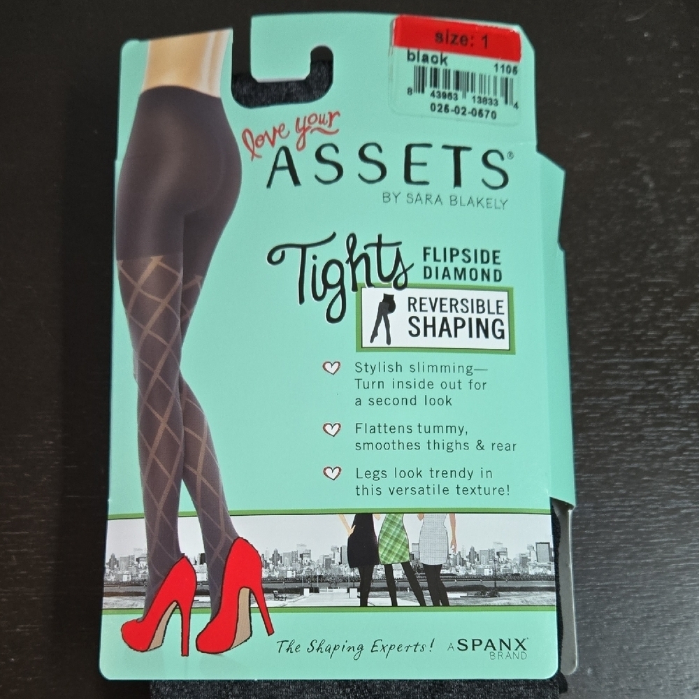Love Your Assets By Sara Blakely Black Shaping Tights Size 1 NWT - Picture 1 of 2